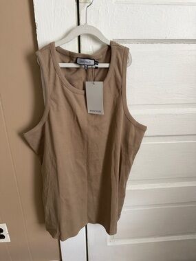 Mauvais Women's Sleeveless Ribbed Tank - Taupe